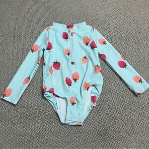 🍭6/$30 Carter’s strawberry long snap bottom long sleeve one piece swimsuit - 2T